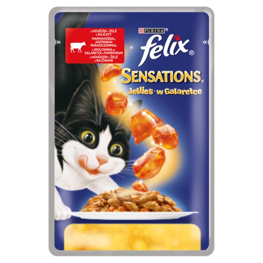 Felix Sensations Jellies s hovězím a želé s rajčaty 100g