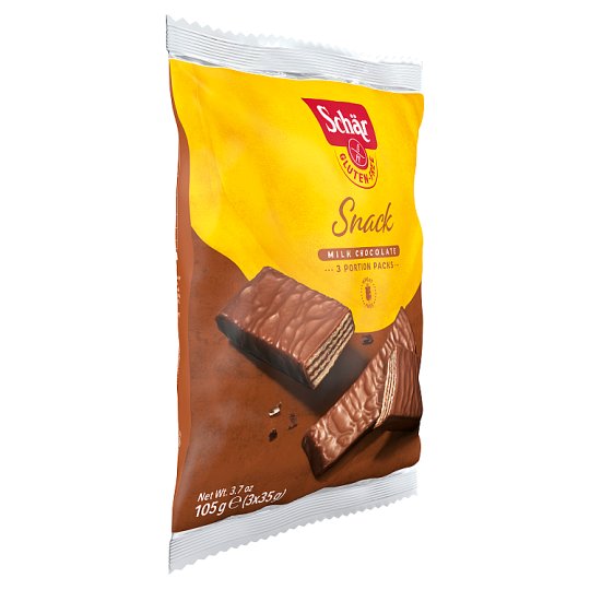 Schär Snack oplatky bez lepku máčené v mléčné čokoládě s lískooříškovou náplní 105g
