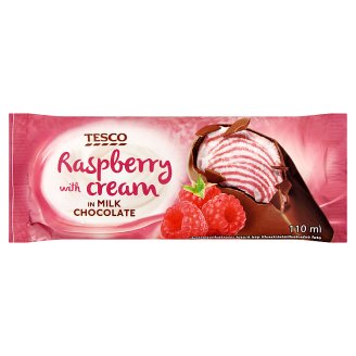 Tesco Mražený krém smetanový s malinovým sorbetem v mléčné čokoládě 110ml