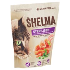 Shelma Bezobilné kompletní krmivo pro sterilizované kočky bohaté na čerstvého lososa 750g