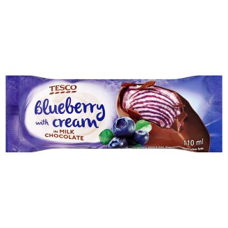Tesco Mražený krém smetanový s borůvkovým sorbetem v mléčné čokoládě 110ml
