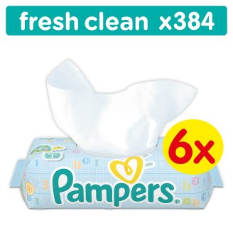 Pampers Fresh Clean Vlhčené Ubrousky 6x64 ks