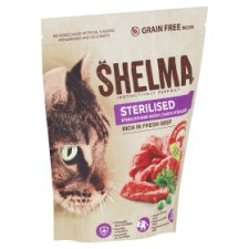 Shelma Sterilised bezobilné kompletní krmivo pro sterilizované kočky bohaté na čerstvé hovězí 750g