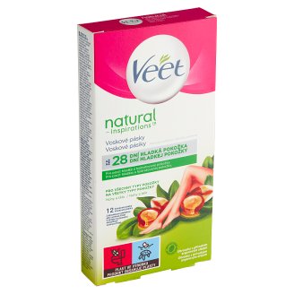 Veet Natural Inspirations Voskové pásky pro všechny typy pokožky a ubrousky 12 ks