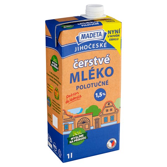 Madeta South Bohemia Half-Fat Milk 1L