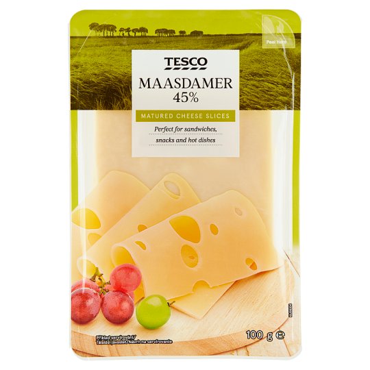Tesco Maasdamer 45 Matured Cheese Slices 100g Tesco Groceries