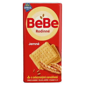 Opavia BeBe Rodinné jemné sušenky s máslovou a vanilkou příchutí s celozrnnými cereáliemi 130g
