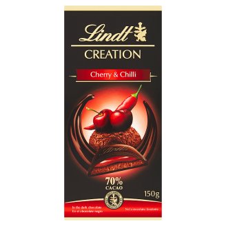 Lindt Creation Hořká čokoláda 70% plněná čokoládovou pěnou a višňovou a chilli náplní 150g
