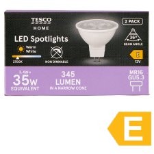 Tesco Home LED žárovka 3,4W MR16 teplé bílé světlo 2 ks