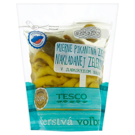 Tesco Mírně pikantní směs nakládané zeleniny ve sladkokyselém nálevu 500g