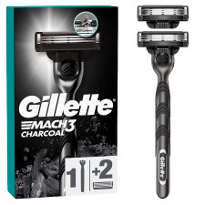 Gillette Mach3 Charcoal Razor for Men, 1 Gillette Razor,, 2 Blade Refills