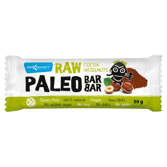 MaxSport Paleo Raw Bar with Hazelnuts and Cocoa 50g