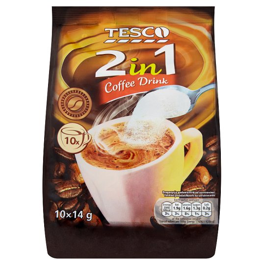 Tesco Instantní kávový nápoj v prášku 2in1 10 x 14g