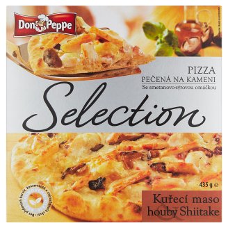 Don Peppe Selection Pizza kuřecí maso & houby Shiitake pečená na kameni 435g