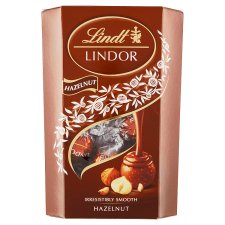 Lindt Lindor Čokoládové bonbóny s kousky jader lískových ořechů s jemnou krémovou náplní 200g