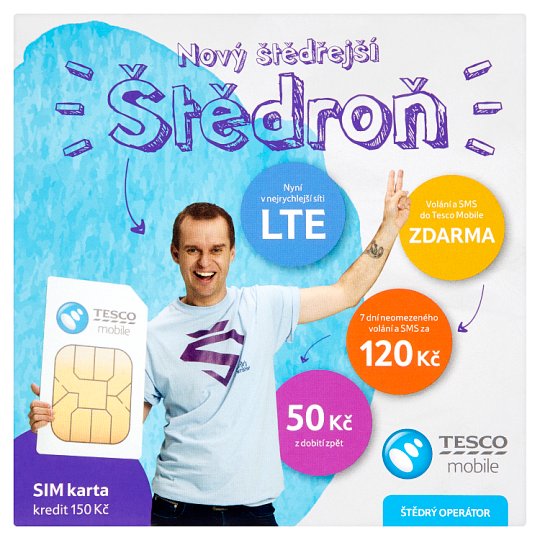 Tesco Mobile Štědroň SIM karta kredit 150 Kč