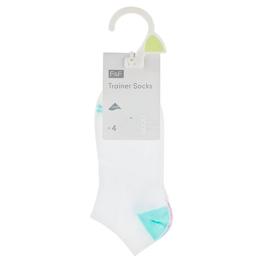 image 1 of F&F Trainer Socks 4 Pieces in a Pack, 36-38.5, White