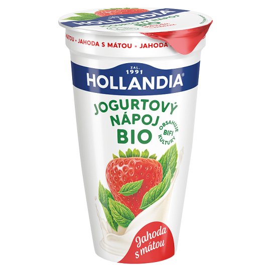 Hollandia Bio BiFi drink jahoda s mátou 230g