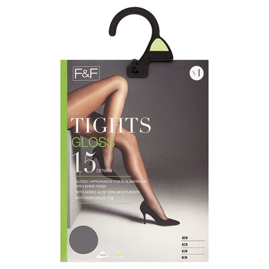 F&F 15D Gloss Tights 1 in a Pack, M, Black - Tesco Groceries