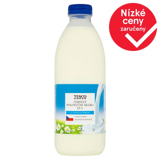 Tesco Fresh Milk Semi Skimmed 1.5% 1L