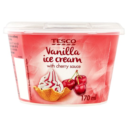 Tesco Vanilla Ice Cream with Cherry Sauce 170ml Tesco Groceries