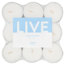 Tesco Live Unfragranced White Maxi Tealights 9 pcs
