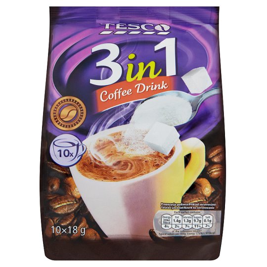 Tesco Instantní kávový nápoj v prášku 3in1 10 x 18g
