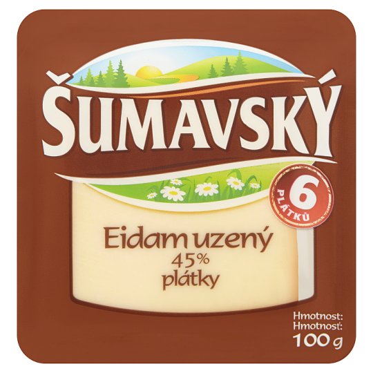 Šumavský Eidam uzený 45% plátky 100g