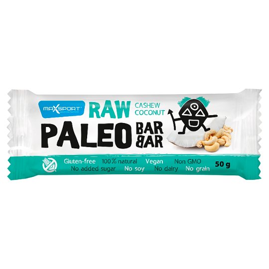 MaxSport Paleo Raw tyčinka s kokosem a kešu oříšky 50g
