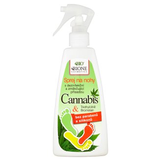 Bione Cosmetics Bio Cannabis sprej na nohy s dezinfekční a změkčující přísadou 260ml