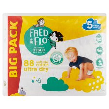 Tesco Fred&Flo Ultra Dry Nappies 5 Junior 11-18kg 88 pcs