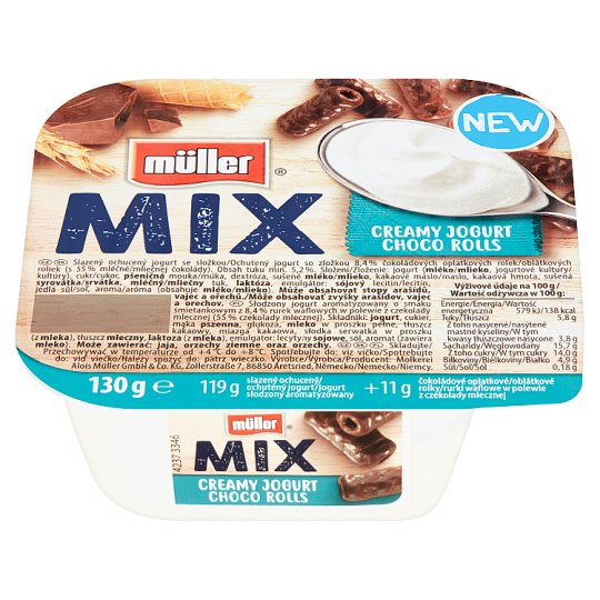 Müller Mix Choco Rolls slazený ochucený jogurt 130g