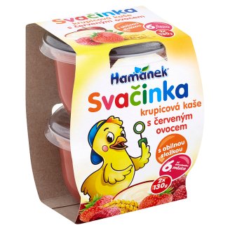 Hamánek Svačinka krupicová kaše s červeným ovocem 2 x 130g