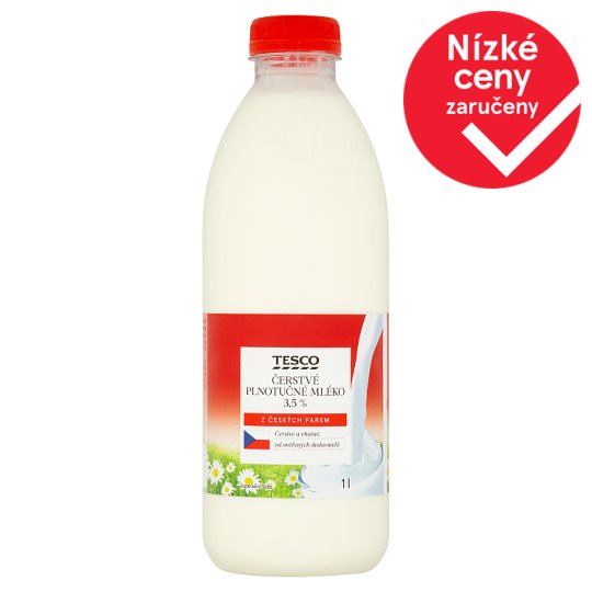 Tesco Čerstvé plnotučné mléko 3,5% 1l