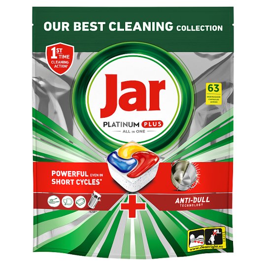 Jar Platinum Plus All in One Dishwasher Tablets Lemon, 63 Tablets