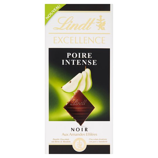 Lindt Excellence Hořká čokoláda s hruškovou náplní a kousky mandlí 100g