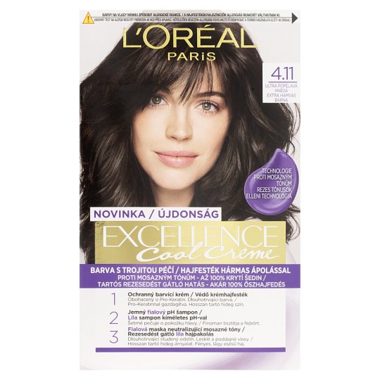 L'Oréal Paris Excellence Cool Creme permanentní barva na vlasy 4 .11 Ultra popelavá hnědá