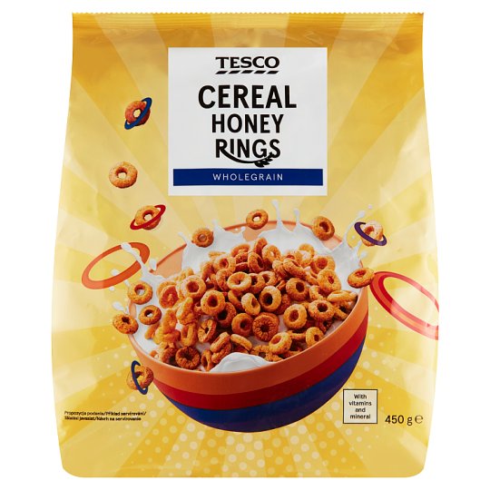 Tesco Cereal Honey Rings Wholegrain 450g - Tesco Groceries