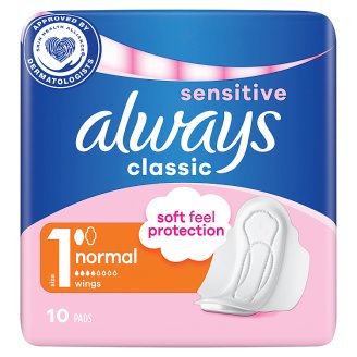 Always Classic Sensitive Normal Hygienické Vložky S Křidélky 10 ks