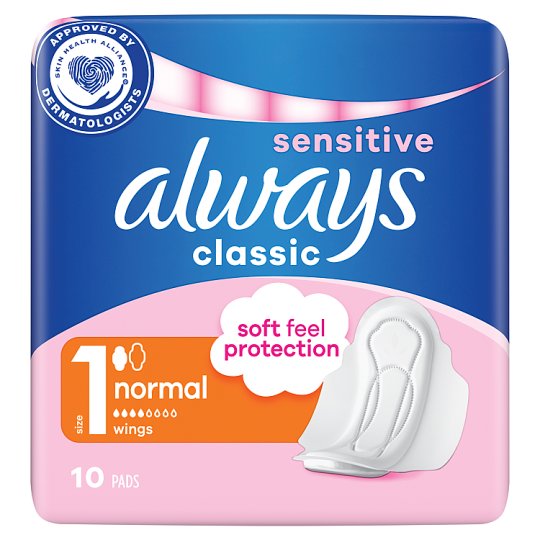 Always Classic Sensitive Normal Hygienické Vložky S Křidélky 10 ks
