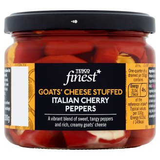 Tesco Finest Papriky plněné kozím sýrem ve slunečnicovém oleji 290g