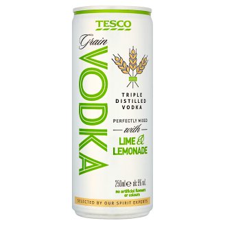 Tesco Grain Vodka with Lime & Lemonade 250ml