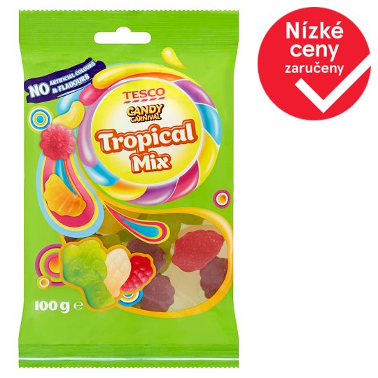 Tesco Candy Carnival Tropical Mix želé s ovocnými příchutěmi 100g