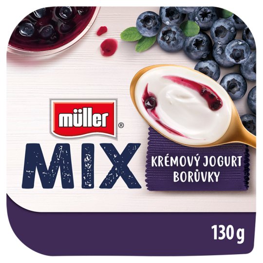 Müller Mix Blueberry slazený ochucený jogurt 130g
