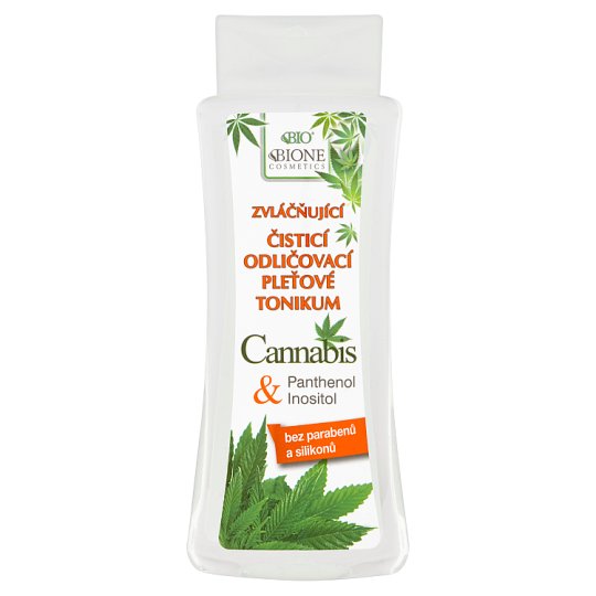 Bione Cosmetics Bio Cannabis zvláčňující čisticí odličovací pleťové tonikum 255ml