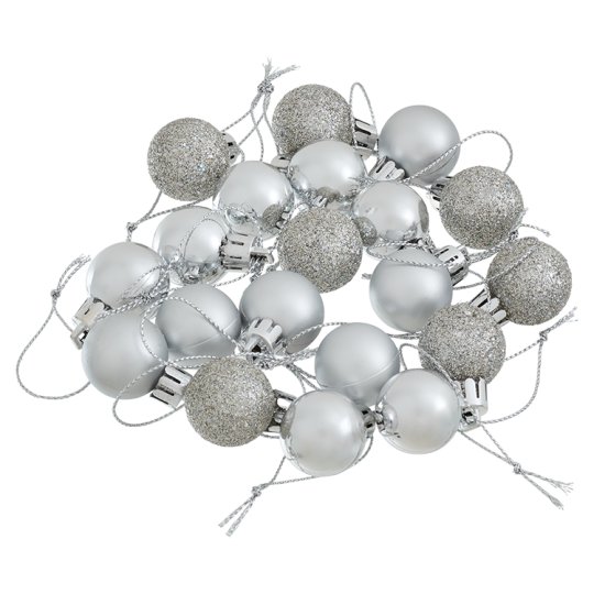 Silver Mini Baubles 20 pcs