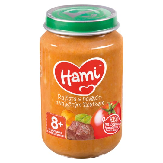 Hami masozeleninový příkrm Rajčata s hovězím a vaječným žloutkem od uk. 8. měsíce 200g
