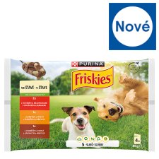 PURINA FRISKIES Adult výběr s hovězím, kuřetem a jehněčím ve šťávě 4 x 85g