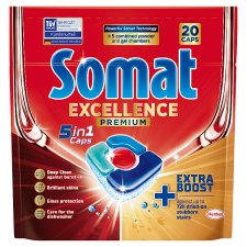 Somat Excellence Premium 5in1 Caps Automatic Dishwasher Capsules 20 pcs 390g