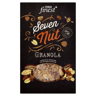 Tesco Finest Pražené ovesné vločky se směsí skořápkových plodů slazené akátovým medem 500g